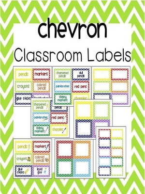cover image of Chevron Classroom Labels (with and w/o pictures)--3 editable sizes
